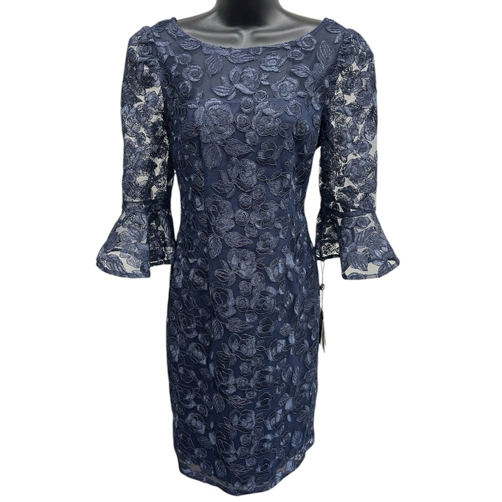 Adrianna Papell Rosie embroidery sheath cocktail/party dress, size 4